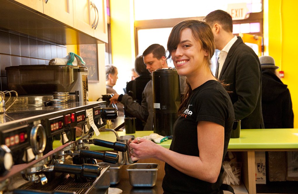 Shine Cafe staff at the coffee counter